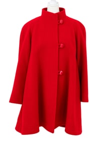Pauline Trigere Red Wool Coat