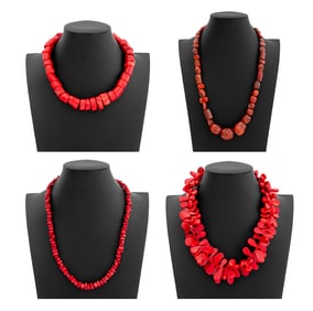 Red Coral Beaded Necklaces, 4