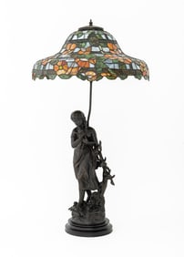After Mathruin Moreau Fille Sculpture Mounted Lamp