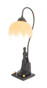 Art Deco Style Figural Bronze Sculpture as a Lamp