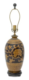 Chinese Chrysanthemum Motif Vase Mounted Lamp