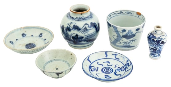 Asian Blue & White Porcelain Articles, 6