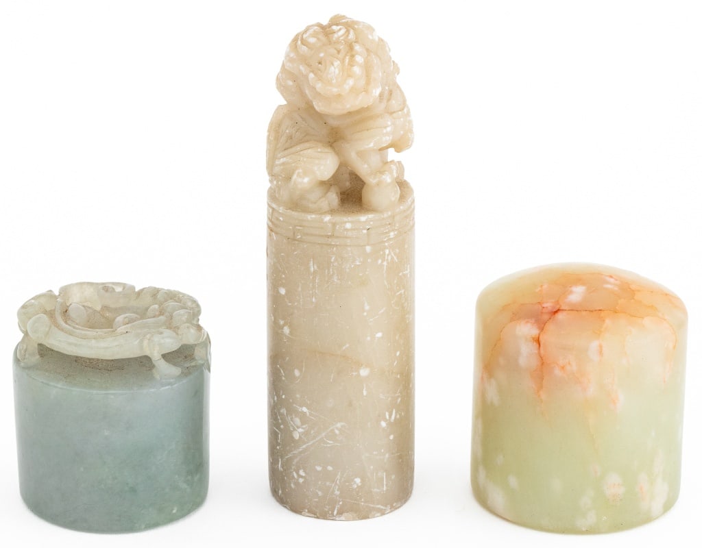 Chinese Carved Jade & Stone Chop Seals, 3 (1 of 7)