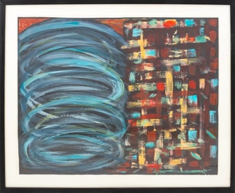 Signed Abstract Composition Acrylic on Mylar