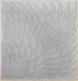 Art Deco Manner Wings Silkscreen on Textile