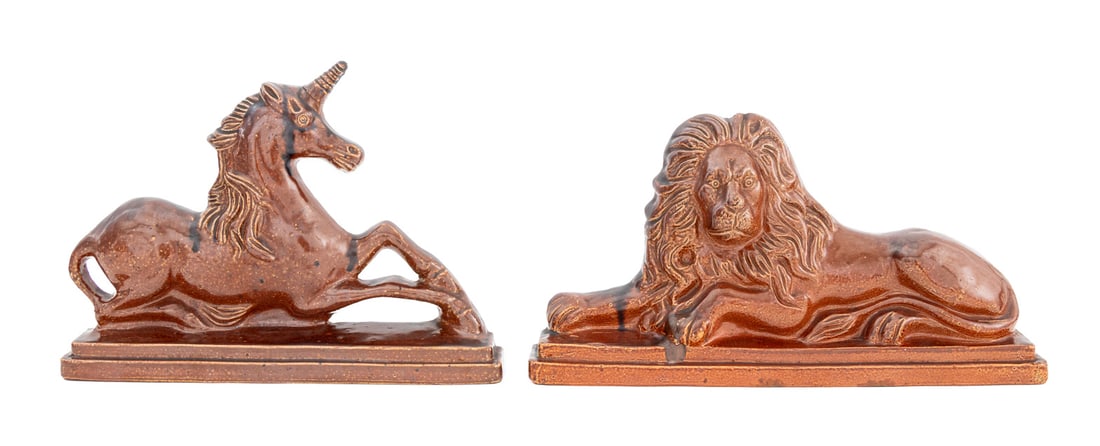 English Salt Glazed Stoneware Armorial Animals (1 of 8)