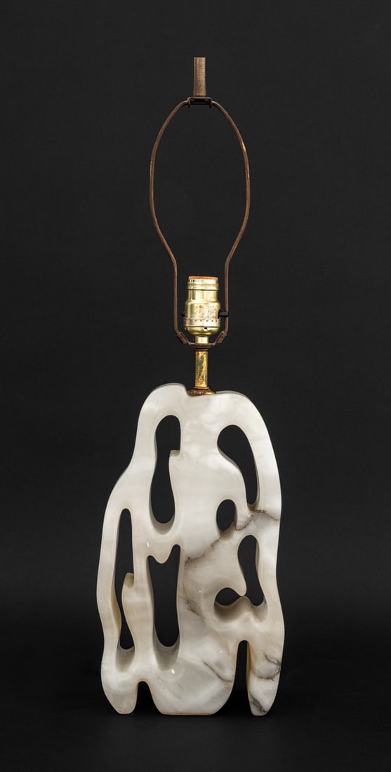 Modernist Carved White Alabaster Table Lamp (1 of 6)