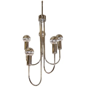 Gaetano Sciolari Style Chrome 5-Branch Chandelier