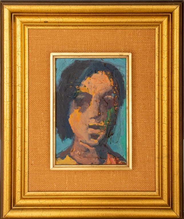 Frank Kleinholz Portrait Oil on Panel, 20th C. (1 of 7)