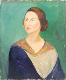 M.J. Ferguson Female Portrait Bust Oil on Canvas