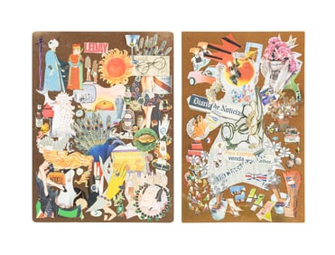 Kayo Lennar Mixed Media Collages on Board, 2