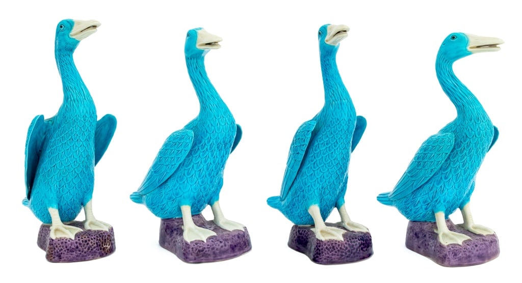 Chinese Export Turquoise Blue Porcelain Geese, 4 (1 of 7)