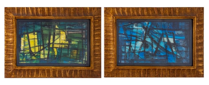 Abstract Expressionist Gouaches, Pair