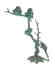 Four Frogs Climbing a Tree Bronze Sculpture