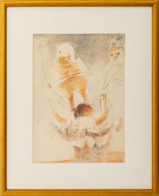 Sidney Goodman Surrealist Watercolor, 1959