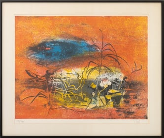 Hoi Ledbadang Pond Scene Lithograph in Colors