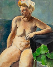 Helen Maris Seated Female Nude Oil on Canvas
