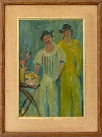 Gloria Martino Two Figures Oil on Panel, 1988