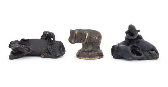 Chinese Elephant Bronze Figurines, 3