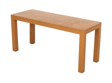 Faux Ostrich Skin Covered Console Table