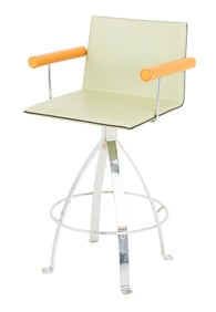 Giorgio Saporiti x Il Loft Leather Swivel Barstool