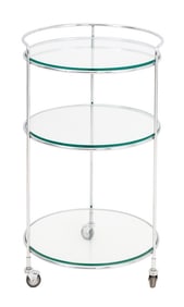 Modern Three-Tier Chrome Plated Glass Bar Cart