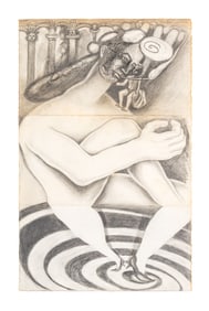 Signed Surrealist Cadavre Exquis Pencil & Graphite