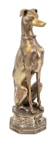 Art Deco Silvered Brass Whippet Statue