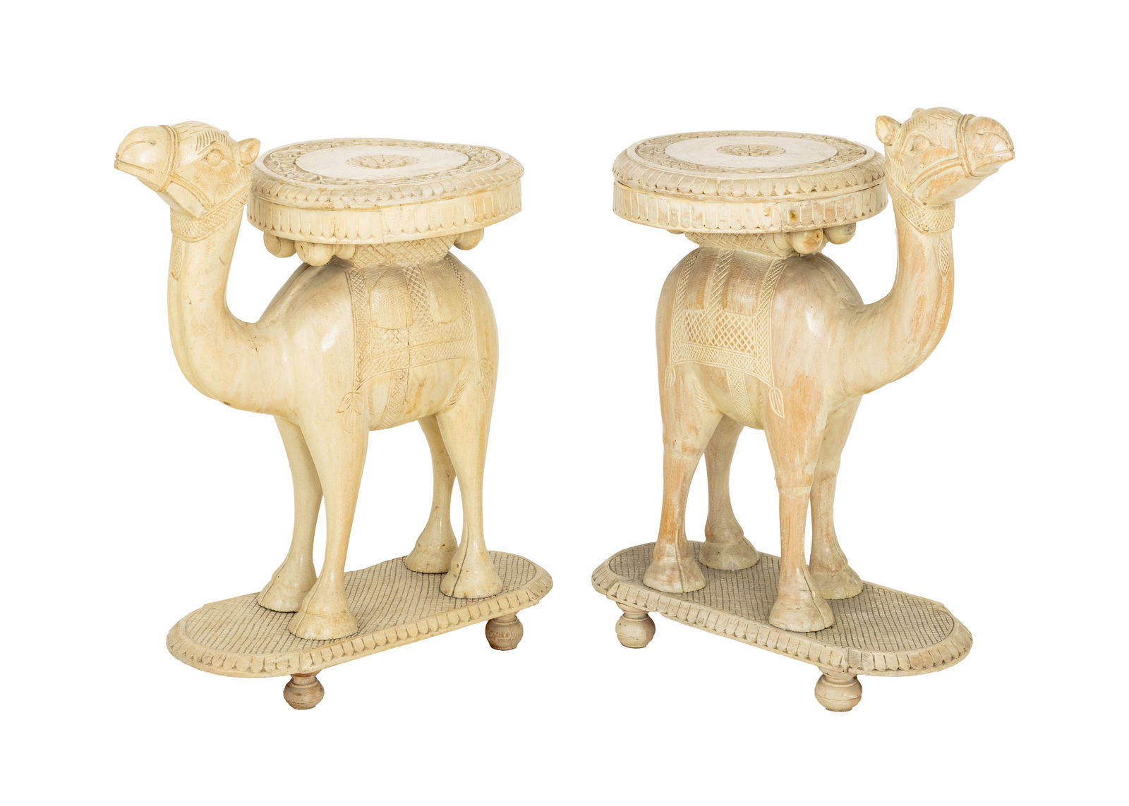 Camel Form Carved Wood End Tables, Pair (1 of 6)