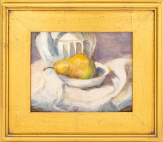 Contemporary Still Life of Pear Oil on Board