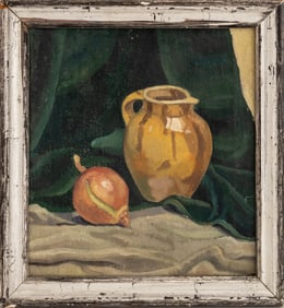 Illegibly Signed Still Life Scene Oil on Canvas