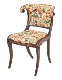 Regency Style Upholstered Mahogany Side Chair