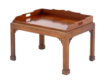 Baker Chippendale Style Walnut Tray Table