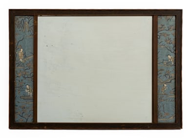 Chinese Art Deco Silk Embroidery Paneled Mirror