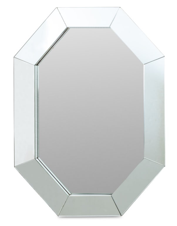 Modern Painted and Giltwood Wall Mirror: Modern Painted and Giltwood Wall Mirror, with fluted frame. Mirror plate: 17.5" H x 23.5" W; frame: 25" H x 32.5" W x 2" D. Provenance: From the Collection of Laura and Lewis Kruger. Keywords: Looking