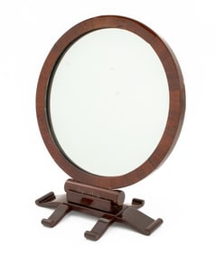 Art Deco Mahogany Circular Tabletop Mirror