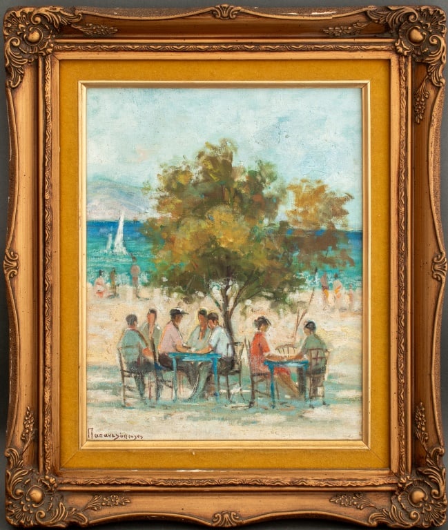 Ioannis Papanelopoulos Beach Scene Oil on Canvas (1 of 5)