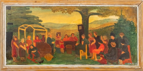 Helen M. Rainsford "Adirondack Auction" Oil, 1947