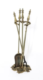 Neoclassical Style Brass & Iron Fireplace Tool Set