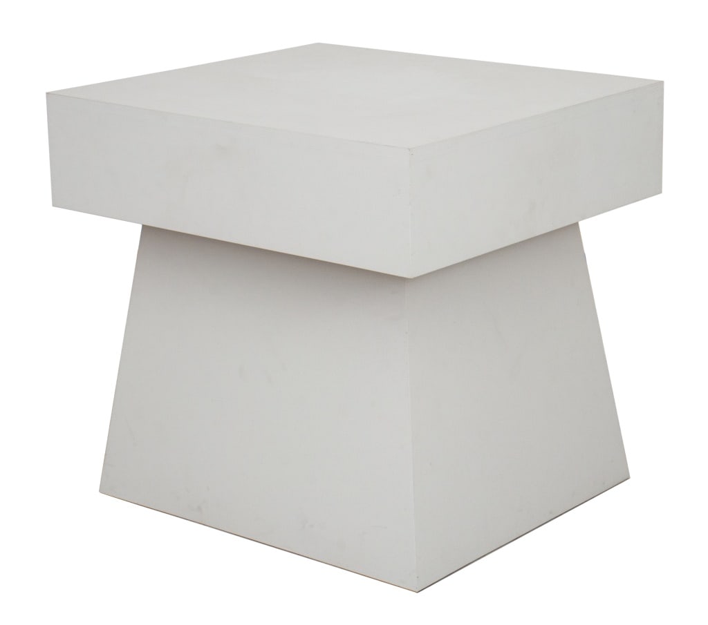 Modern Geometric White Wood Side Table (1 of 5)