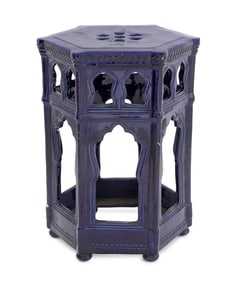 Moroccan Style Cobalt Blue Ceramic Garden Seat