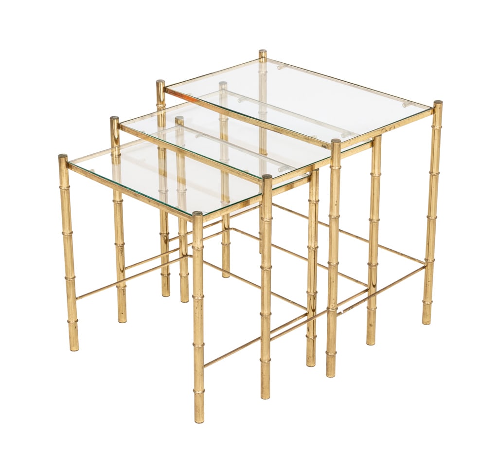 Maison Jansen Style Bamboo Motif Nesting Tables, 3 (1 of 7)