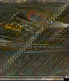 John Schweikhard "Night Express" Gouache