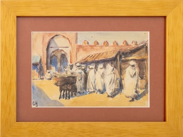 European School Marrakech Market Watercolor