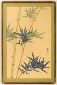 Japanese Snail & Dragonfly on Bamboo Watercolor