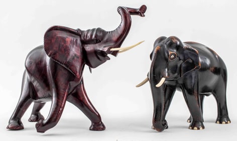 Large African Ebonized Wood Elephants, 2