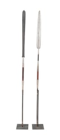 African Hunting Spears Mounted on Stands, 2