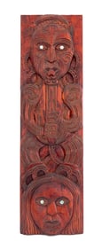 Maori Figural Carved Wood Panel