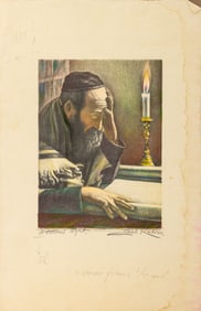 Saul Rabino "Eternal Light" Mixed Media Lithograph