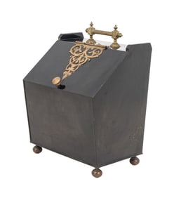 Victorian Iron and Brass Coal Scuttle, 19th C.